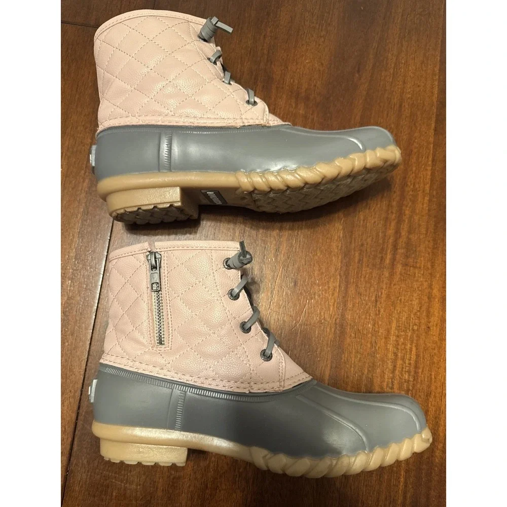Nautica Dorsay Duck‎ Boots Womens Size 7 Pink Gray Waterproof Rain Snow Boots